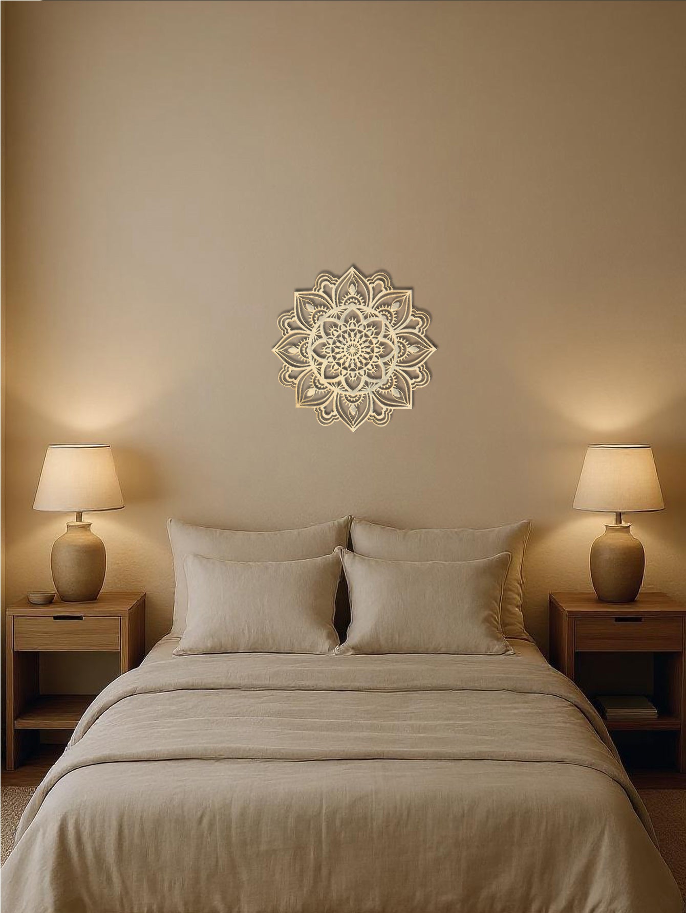 Hand-Hammered Moroccan Metal Mandala Wall Art - Bohemian Living Room Decor