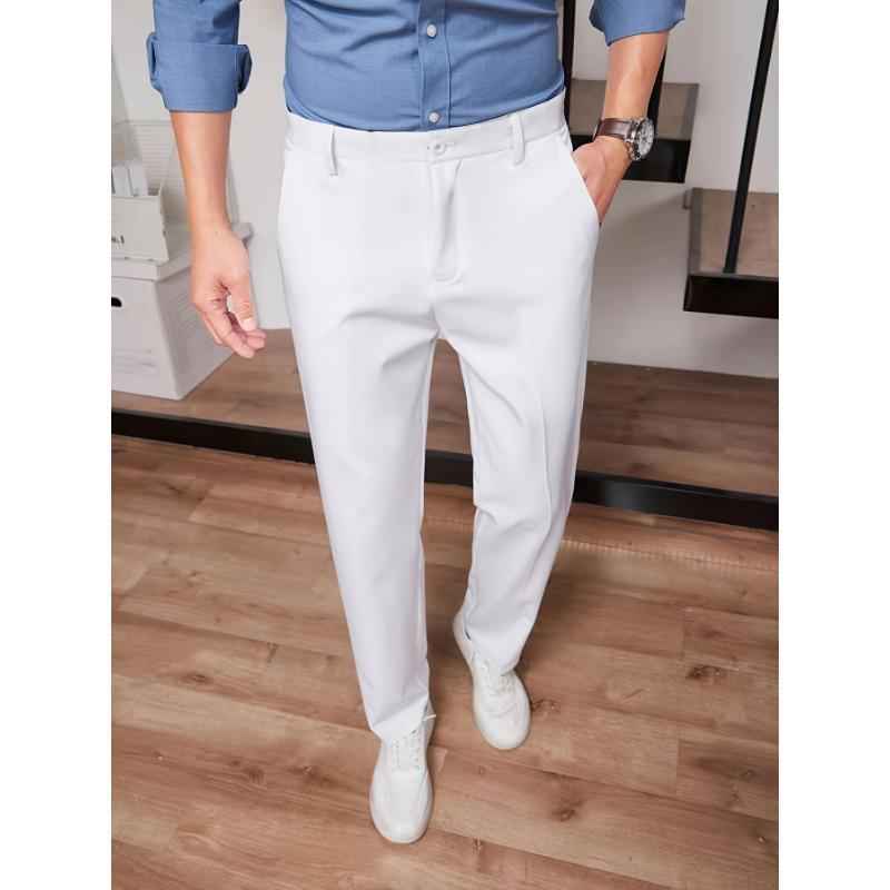 New Men's Straight High-waisted Black Casual Pants