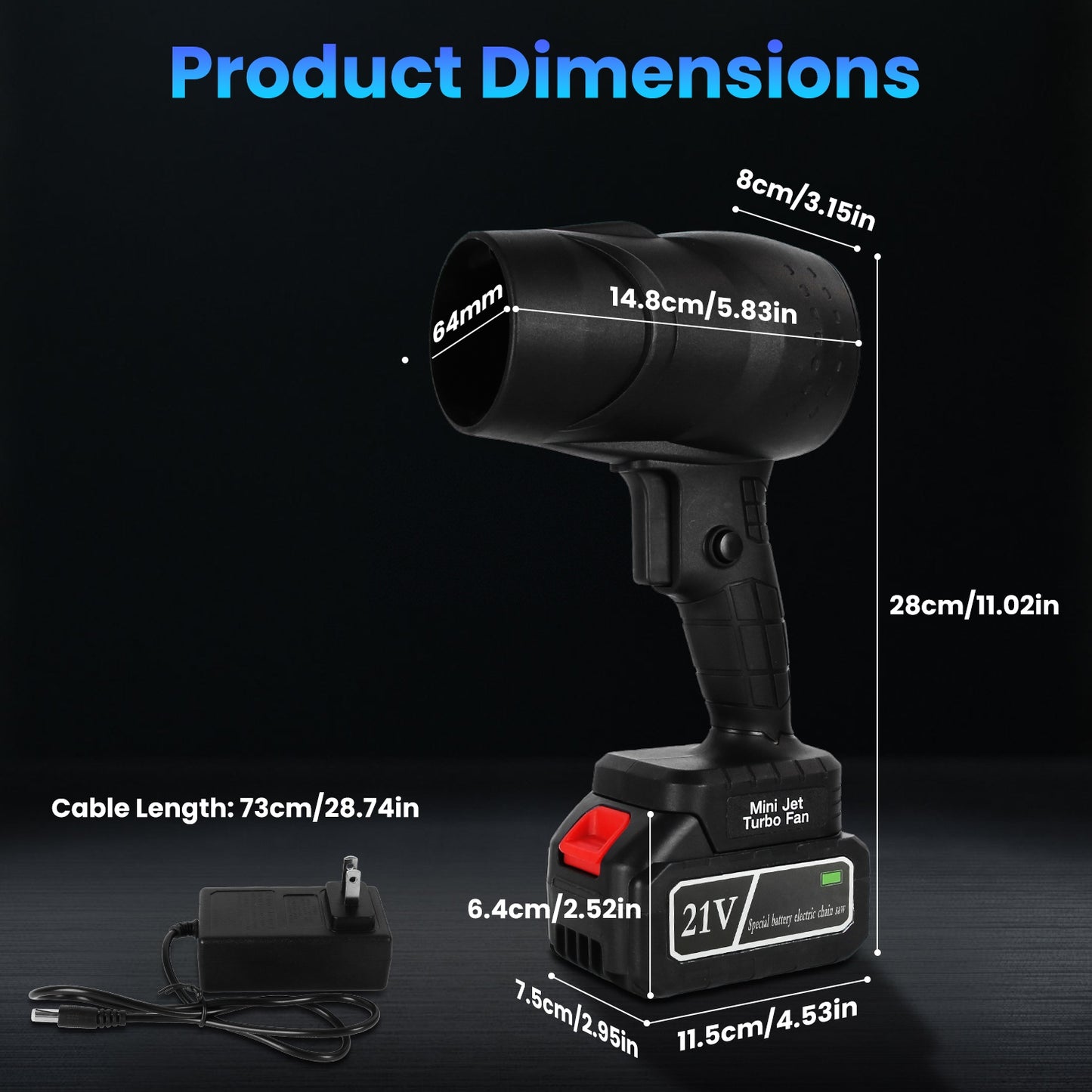 130000RPM Mini Cordless Leaf Blower Jet Blower Battery Operated Blower With 2x 3Ah Batteries For Leaf Snow Dust Water Blowing