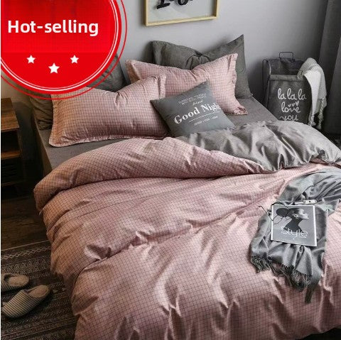 Nordic Style Washed Cotton Bedding Set - 3-Piece Student Dorm Collection | Royal Blue