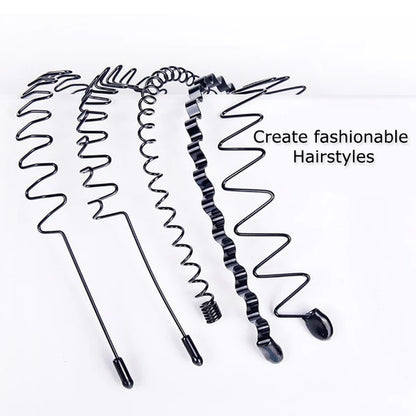 6Pcs Metal Hair Headband Wave Style Hoop Band Comb Sports Hairband Men Women US - DropOnline.co