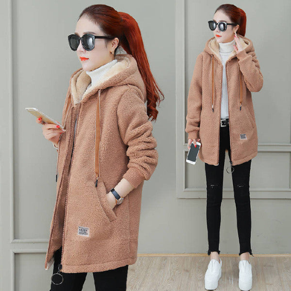 Thick-fabric padded women's hoodie