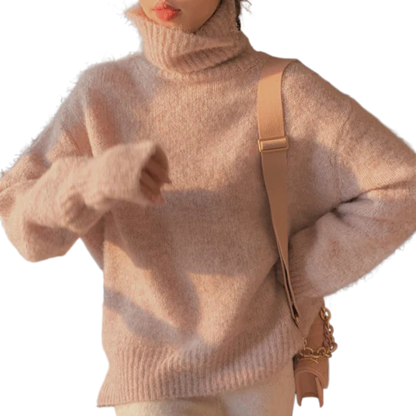 Mohair Turtleneck Sweater ? Soft Knit Pullover in Solid Color for Women