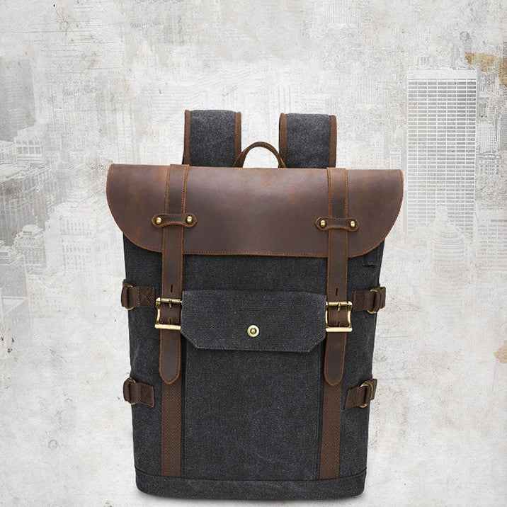 European And American Computer Crazy Horse Leather Backpack