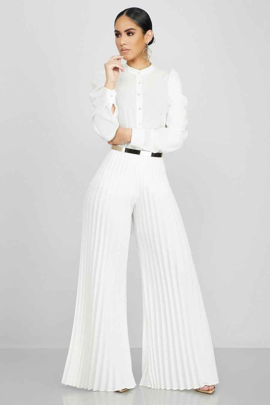 Fashionable Casual Pleated Wide-leg Women's Pants
