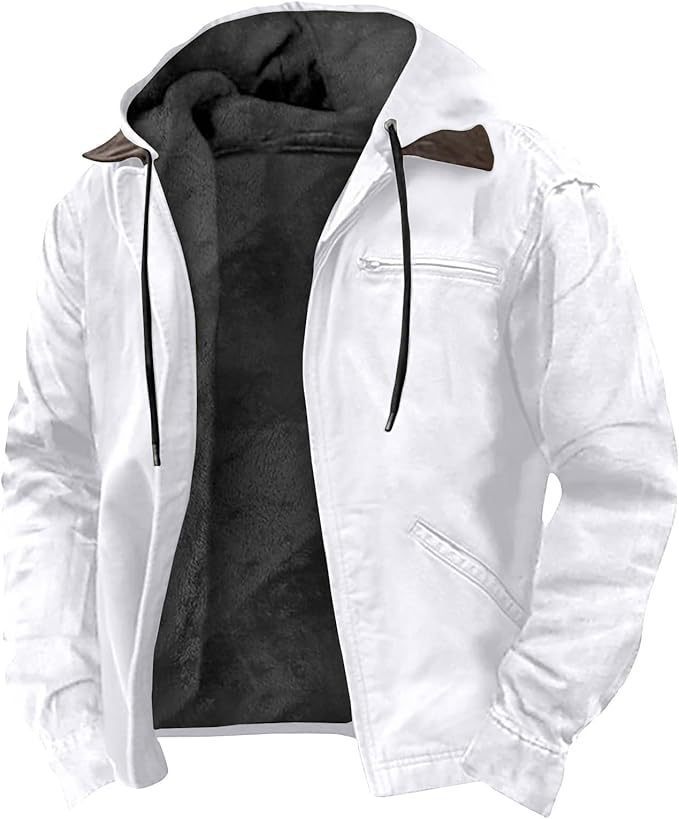 Men's Hooded Zipped Cotton-Padded Jacket - Winter Warm Outerwear