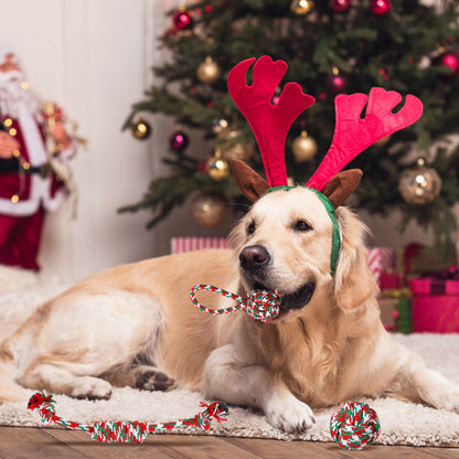 Set Of 5Pcs Christmas Dog Rope Chew Toys Dog Interactive Toys Set For Puppy Small Medium Aggressive Chewers Dogs Training Teething Playing - DropOnline.co