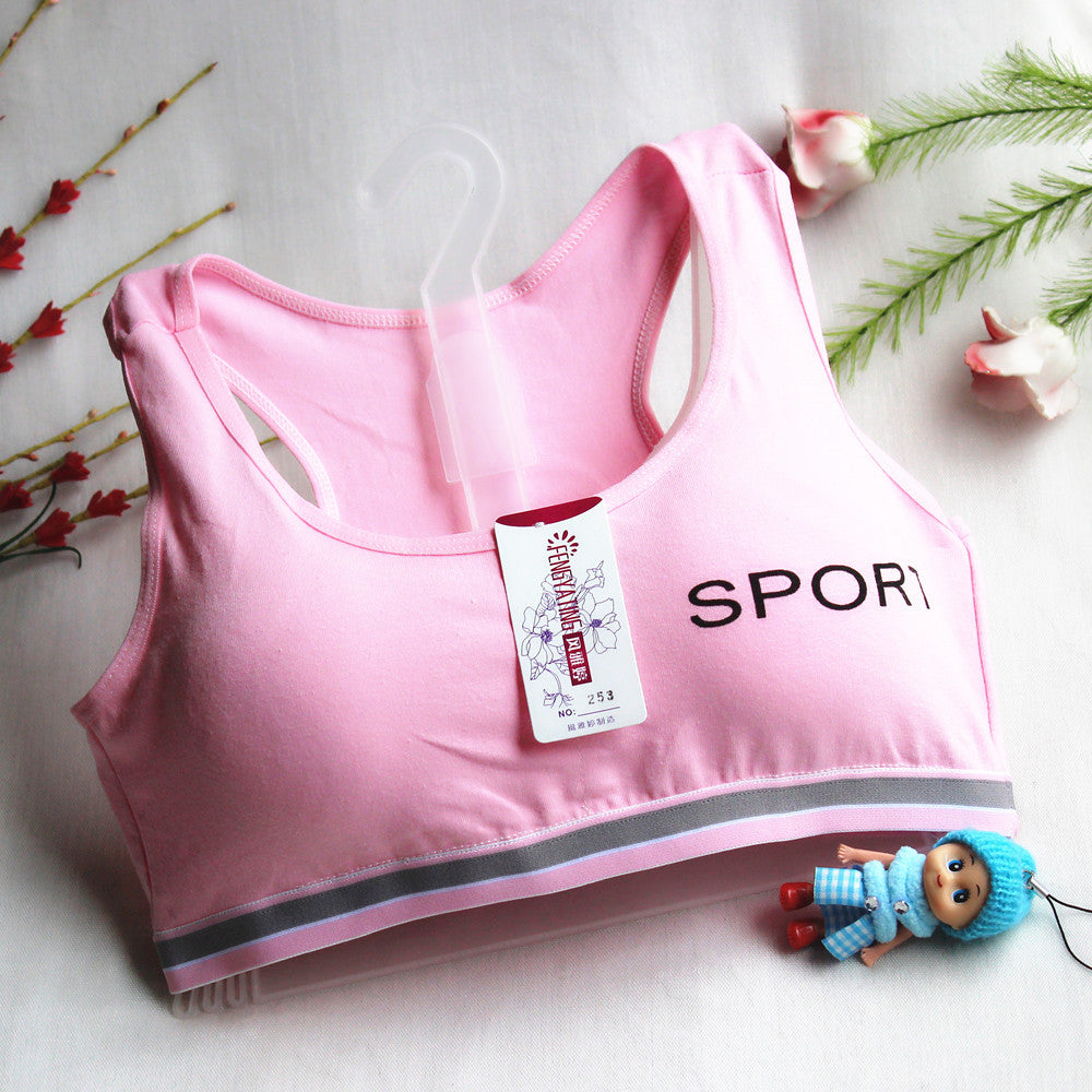 Girls' Developmental Girls' Underwear Size Size Size Middle and Big Kids Student Letters Sports Bra Cotton Non-rimmed Small Vest