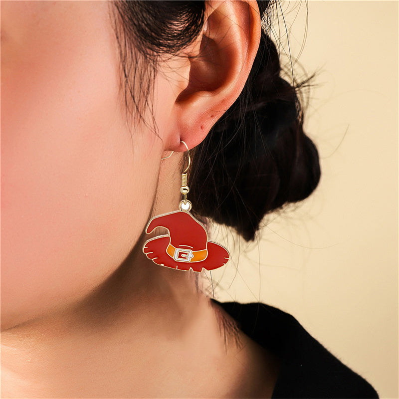 Halloween Pumpkin Earrings - Cute Spooky Oil Drop Alloy Jewelry