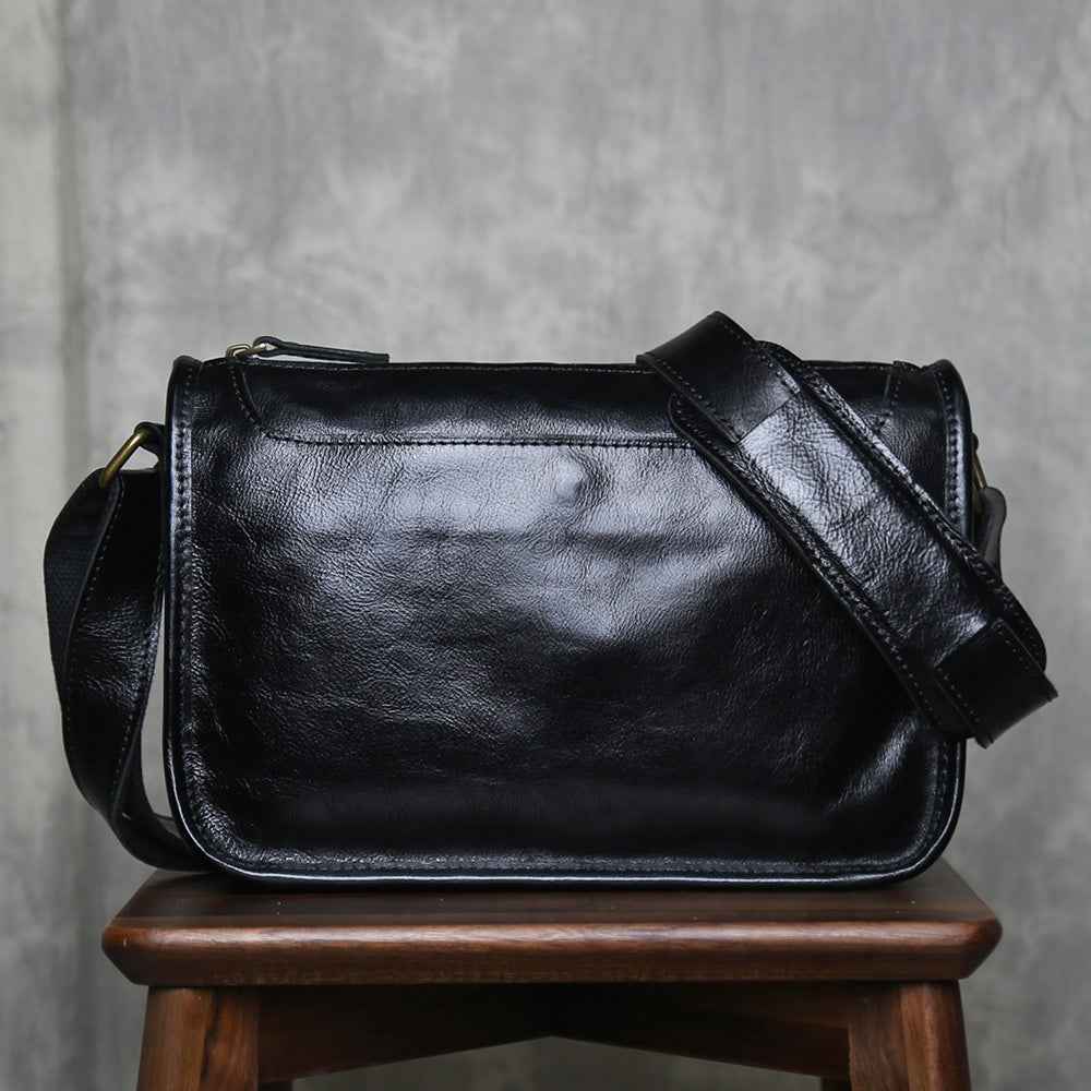 Men's Genuine Leather Crossbody Shoulder Bag Handmade