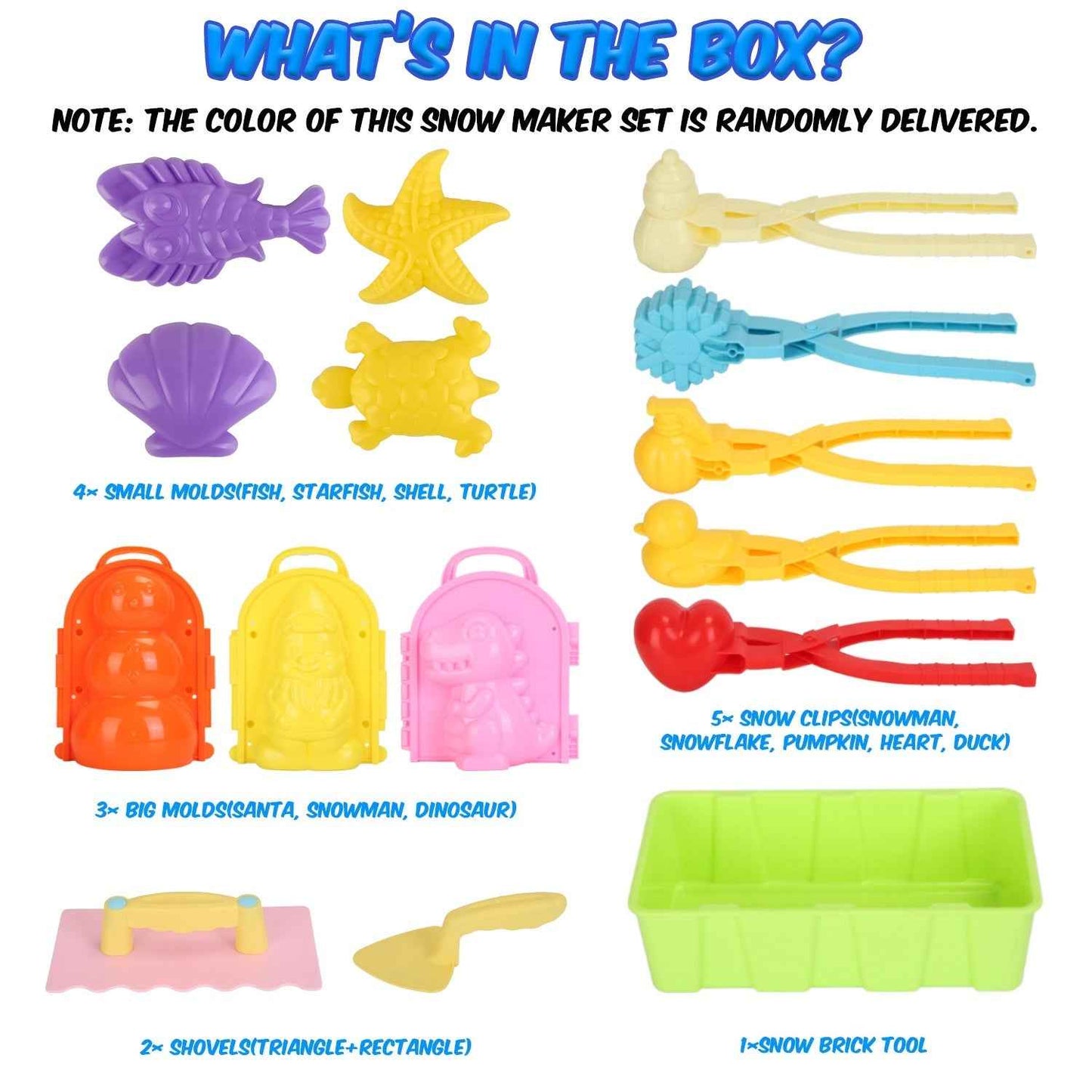 Set of 15Pcs Winter Snowball Tool Kit - Kids Snow Molds Outdoor Beach Toys - DropOnline.co