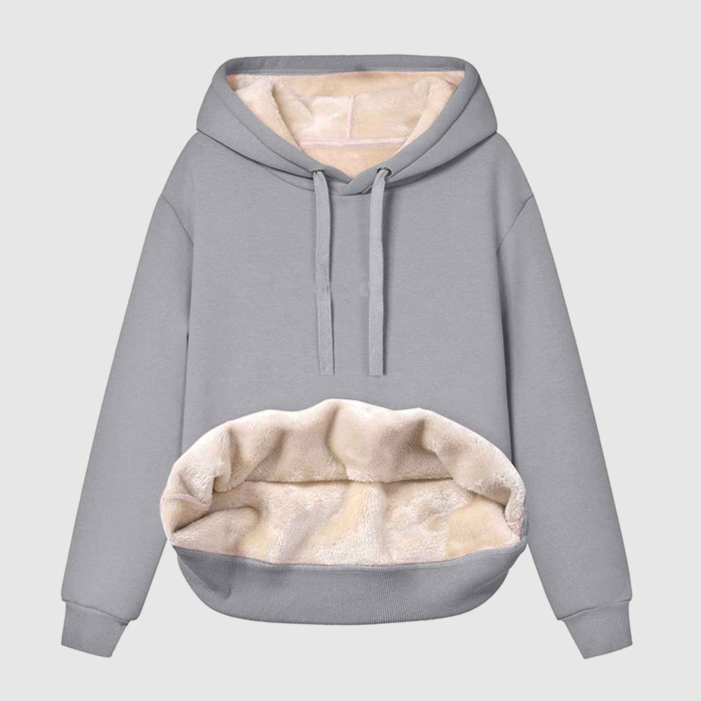 Solid Color Hooded Drawstring Sweatshirt