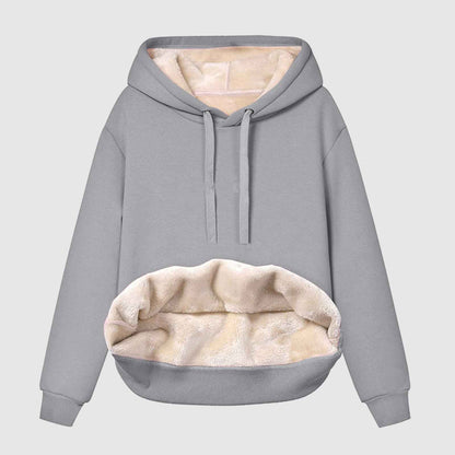 Solid Color Hooded Drawstring Sweatshirt