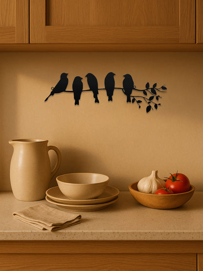 1PC Metal Bird Wall Art,Wall Ornament,The Leaves With Birds Sculpture Wall Decor - DropOnline.co