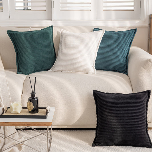 Corduroy Striped Pillow Cover - Textured Ribbed Cushion Case