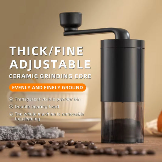Manual Coffee Bean Grinder - Portable Hand Crank with Adjustable Grind Settings