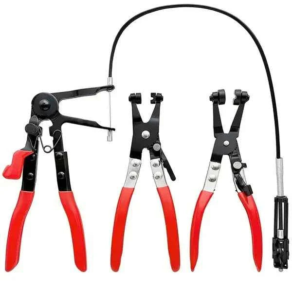 3Pcs Hose Clamp Pliers Remover Kit With Long Reach Wire Spring Hose Clamp Pliers - For Automotive Coolant Radiator Heater And Water Hose - For Mechanics & DIY Enthusiasts - Ideal For Repairing & Repla