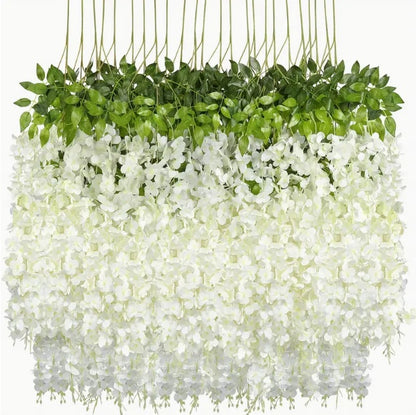 36pcs White Artificial Wisteria Flowers - DropOnline.co