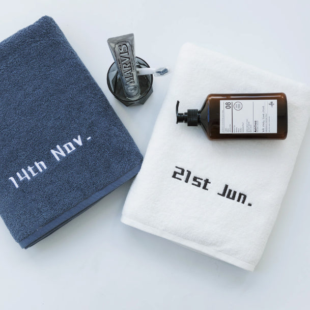 Customized Date Bath Towel, Birthday Embroidery