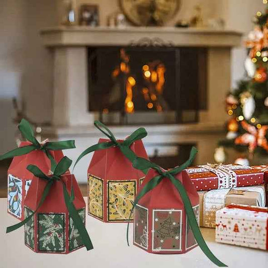 20 Pcs Christmas Candy Boxes with Ribbon - Colorful Snowflake Tree Treat Boxes - DropOnline.co