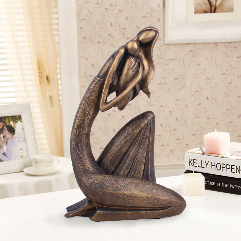 Premium Mother Child Embrace Resin Sculpture - European Style Home Decoration