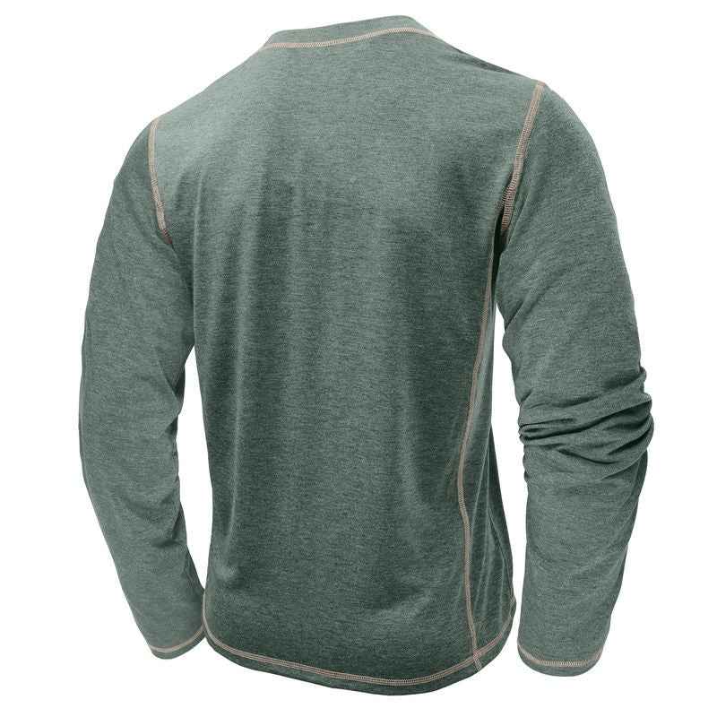 European And American Men's Henley Shirt With Four-button Top