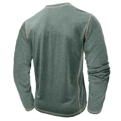 European And American Men's Henley Shirt With Four-button Top