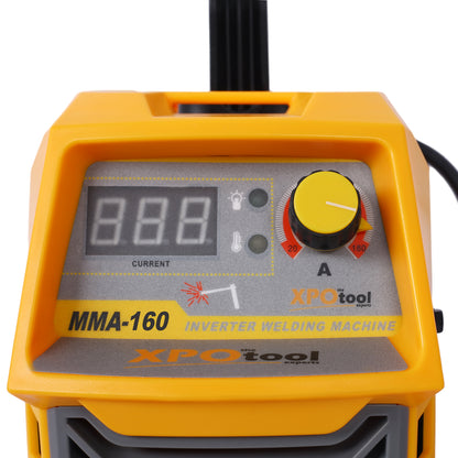 110  220V MMA Welder, 160A Stick  Welding Machine IGBT Inverter Digital Display LCD Hot Start Welder With Electrode Holder, Work Clamp, Input Power Adapter Cable Dual Voltage DC