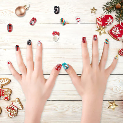 Christmas Stick On Nail, 48 Pcs False Nails Kids Full Cover Xmas Short False Nail Children Nails Lovely Gift For Kids Little Girls Nail Art Decoration-Ban On Selling On Amazon - DropOnline.co