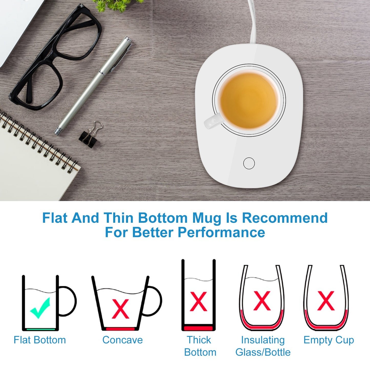 Coffee Mug Warmer - Electric Beverage Heater Pad with Auto Shut-Off Safety