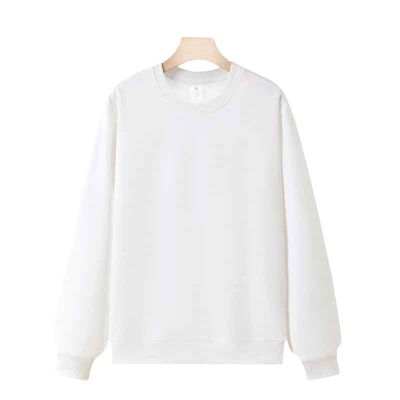 Heavy Chinese Cotton Round Neck Sweater Solid Color Korean Style Loose Casual Long Sleeves