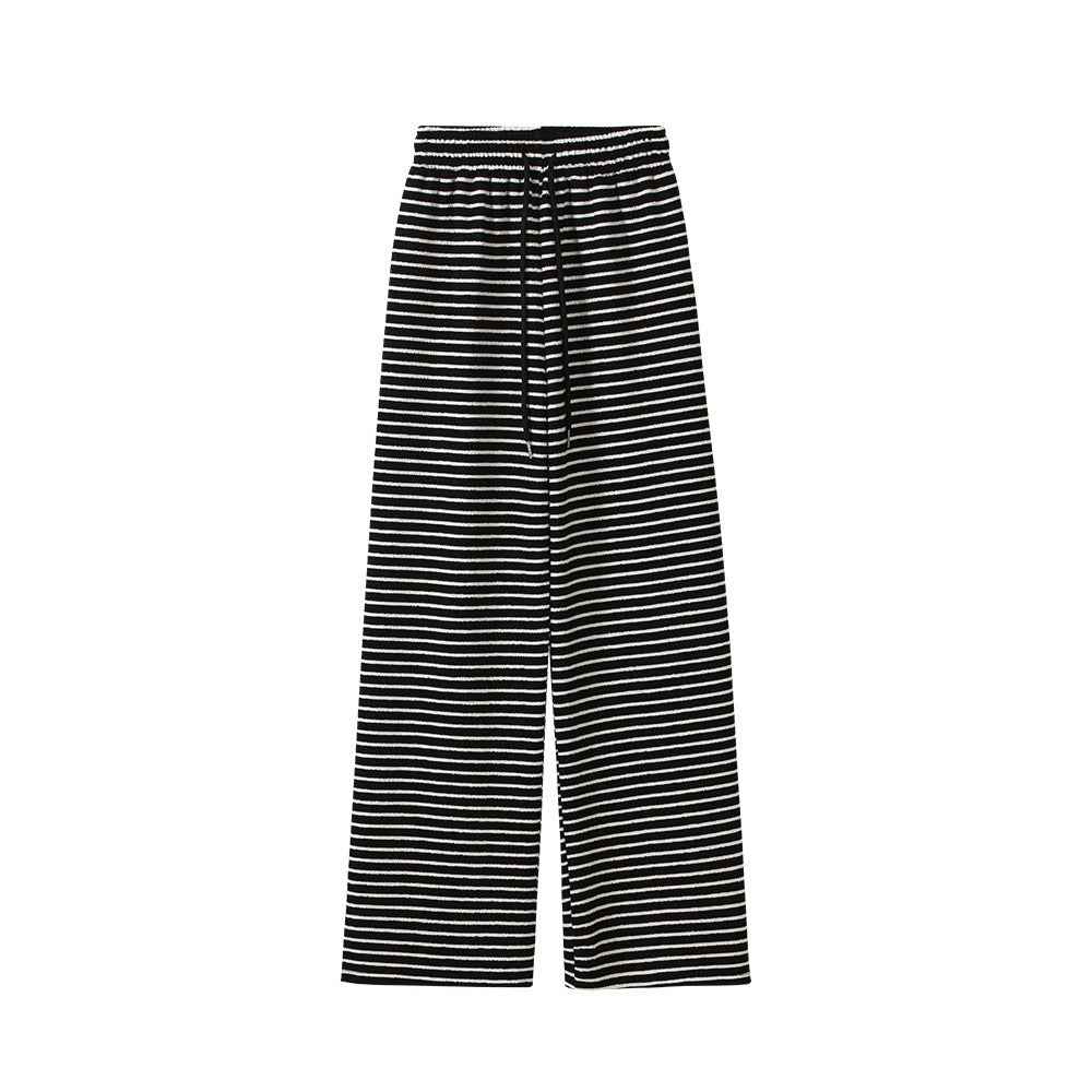 Loose Draping Outer Wear Slimming Stripes Wide-leg Casual Pants