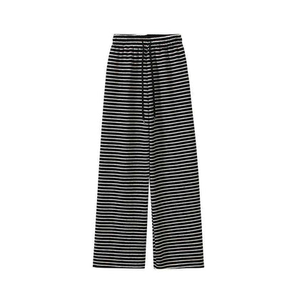 Loose Draping Outer Wear Slimming Stripes Wide-leg Casual Pants