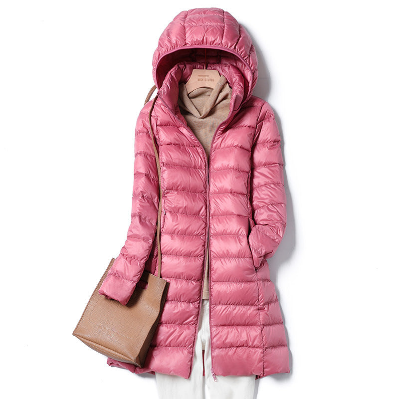 Mid-Length Lightweight Down Jacket for Women - Premium Insulated Coat