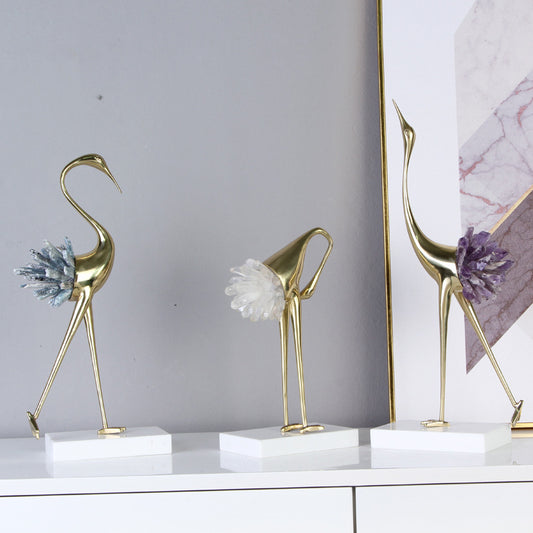 Premium Crystal Crane Home Decoration - Elegant Glass Bird Ornament
