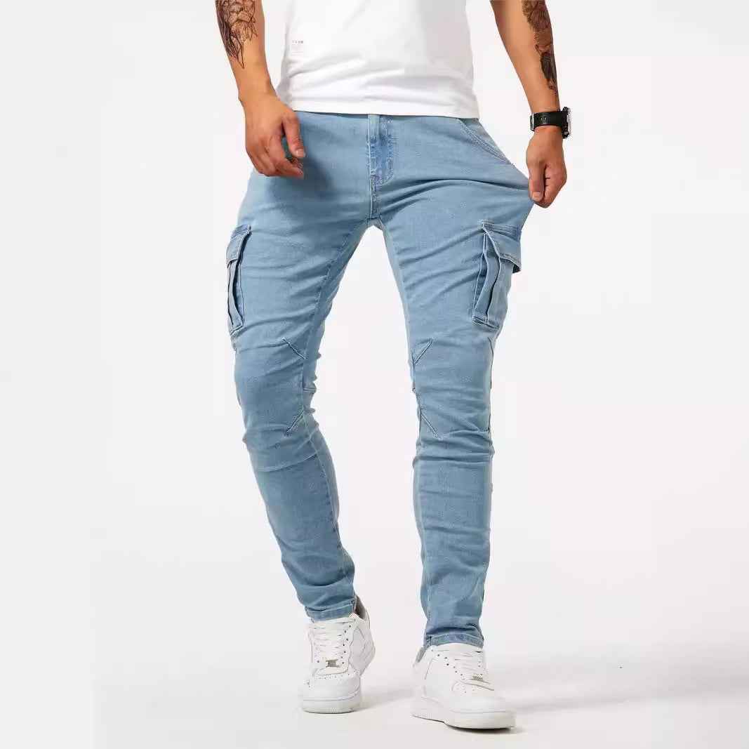 European And American Men's Side Pocket Skinny Jeans