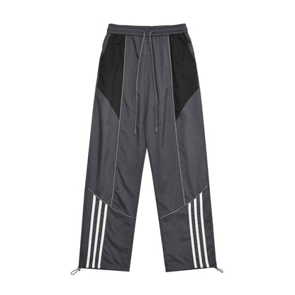 Men's Patchwork Striped Straight-Cut Casual Pants