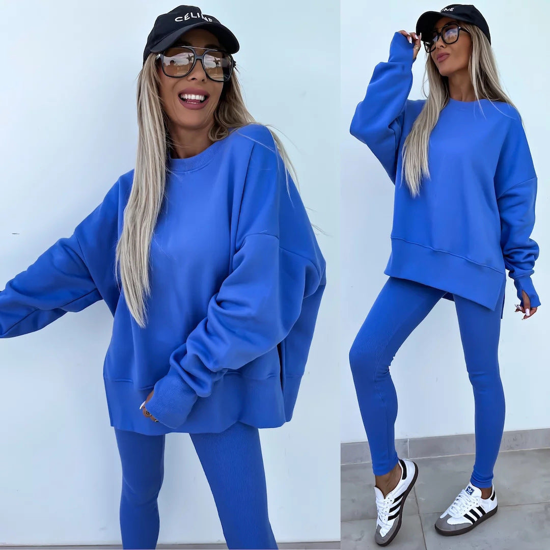 Women's Casual Sweatshirt and Pants Set - Comfortable Loungewear Outfit