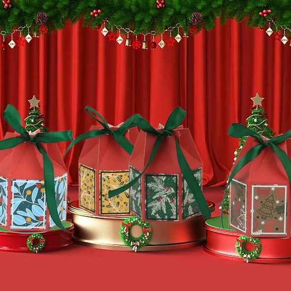 20 Pcs Christmas Candy Boxes with Ribbon - Colorful Snowflake Tree Treat Boxes - DropOnline.co