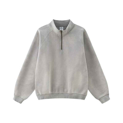 Half Zipped Stand Collar Pullover Sweater Coat