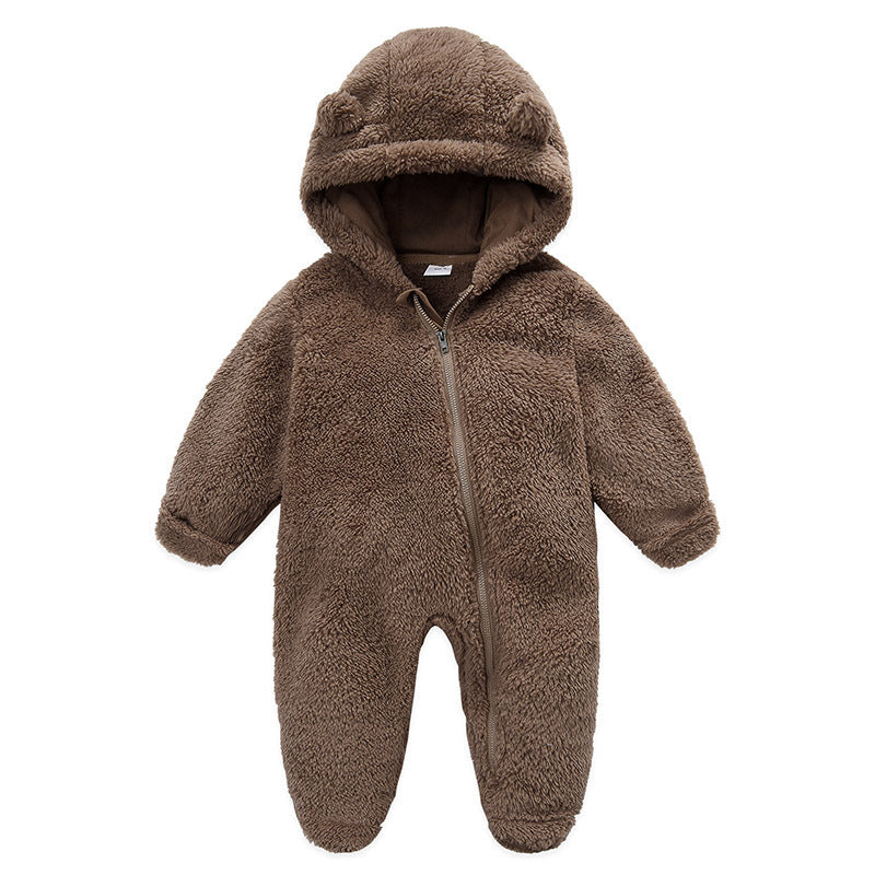 Candy-Colored Hooded Baby Jumpsuit - Soft Cotton One-Piece
