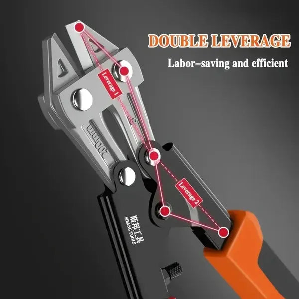 Heavy-duty 8-inch Multi-purpose Wire Cutters, Labor-saving Bolt Cutters With Olecranon Scissors, Chain Pliers, Steel Construction, Polished And Painted Surfaces For Fencing, Construction An