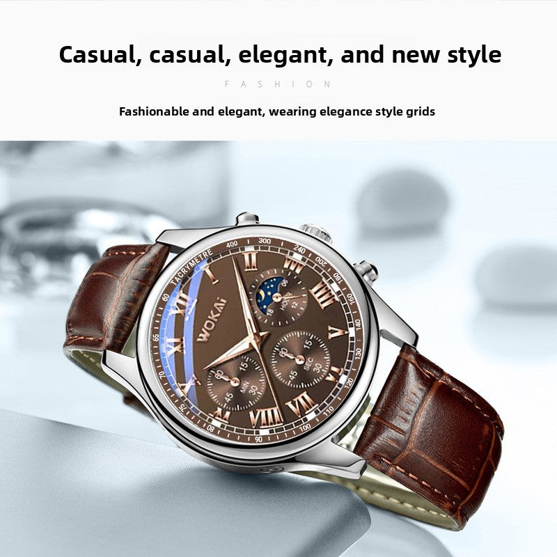 Fashion Quartz Watch - Leather Strap Timepiece