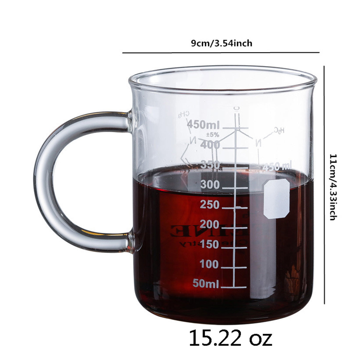 Professional Borosilicate Glass Coffee Cup with Measurement Scale