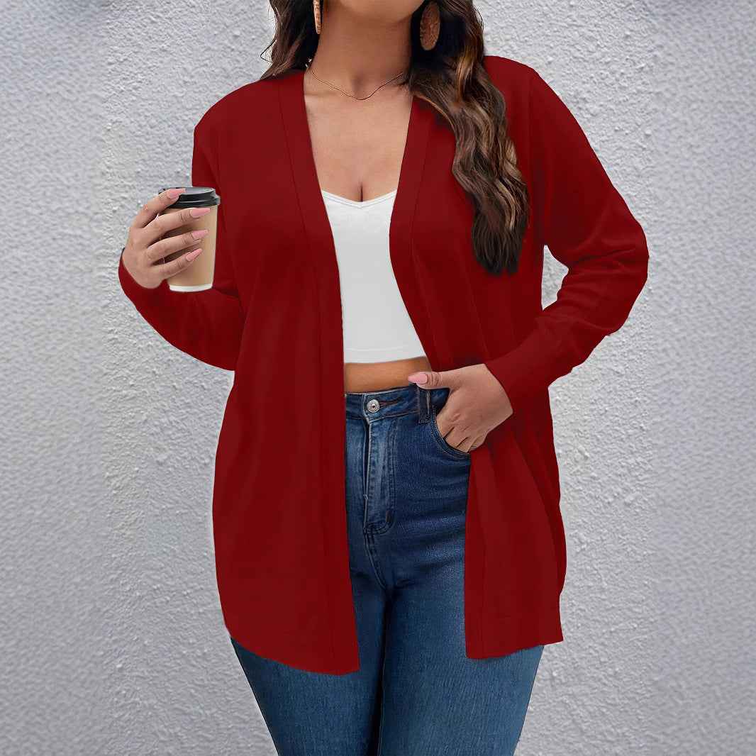 Solid Color Cardigan Women Elegant Simple Versatile Coat