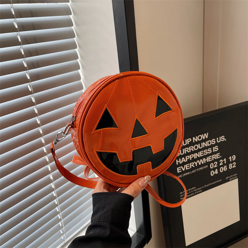 Halloween Pumpkin Round Bag - Cute Creative Crossbody Messenger Bag