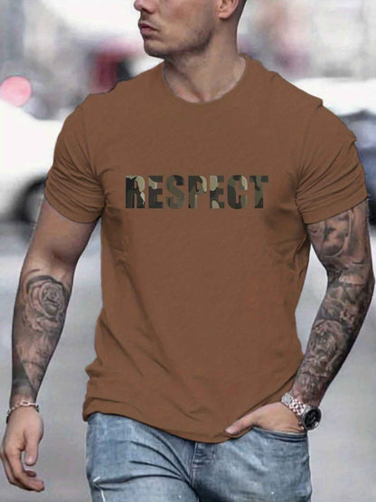 Men's 'RESPECT' Letter Pattern T-Shirt - Summer Casual Graphic Tee