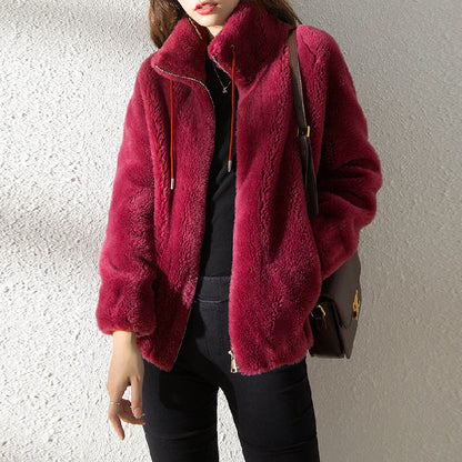 Double Faced Fleece Warm High Neck Sweater Women Cardigan - DropOnline.co