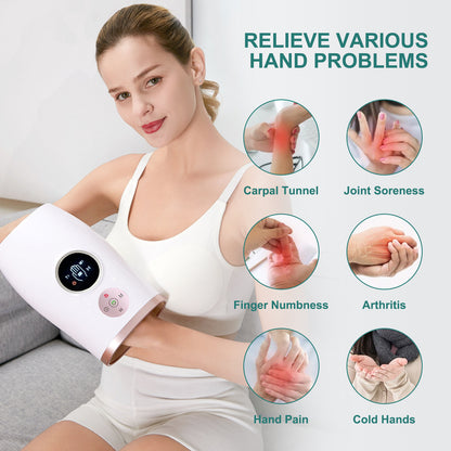 3-Speed Hand Massager With Heat, Air Compression & 30-Min Timer, Portable & Relaxing - DropOnline.co