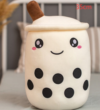 Boba Tea Plush Toy - Cute Strawberry Milk Tea Stuffed Animal Pillow Cushion for Kids - DropOnline.co